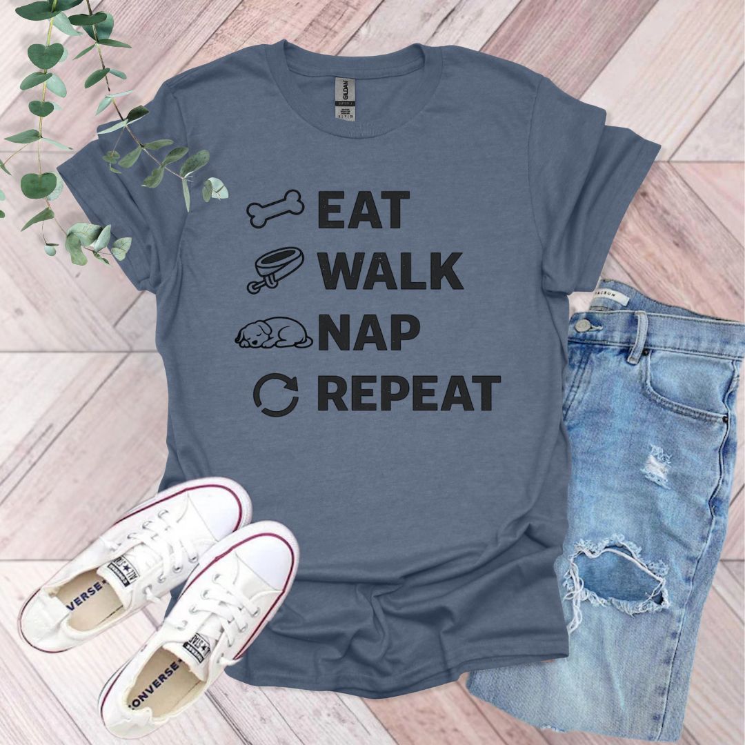 Eat Walk Nap Repeat Dog T-Shirt