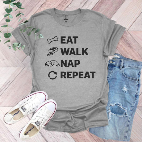 Eat Walk Nap Repeat Dog T-Shirt