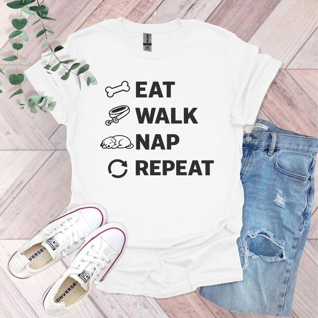 Eat Walk Nap Repeat Dog T-Shirt
