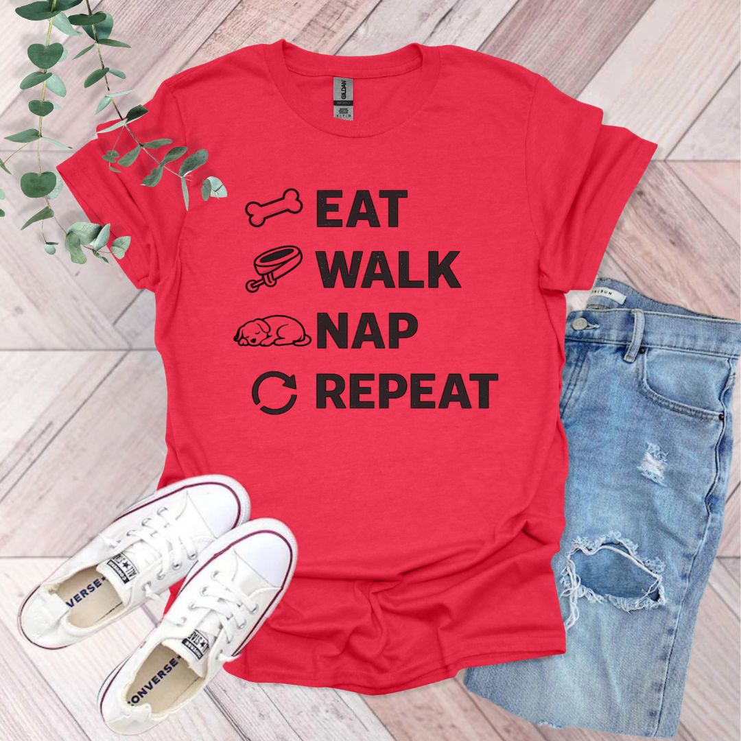 Eat Walk Nap Repeat Dog T-Shirt