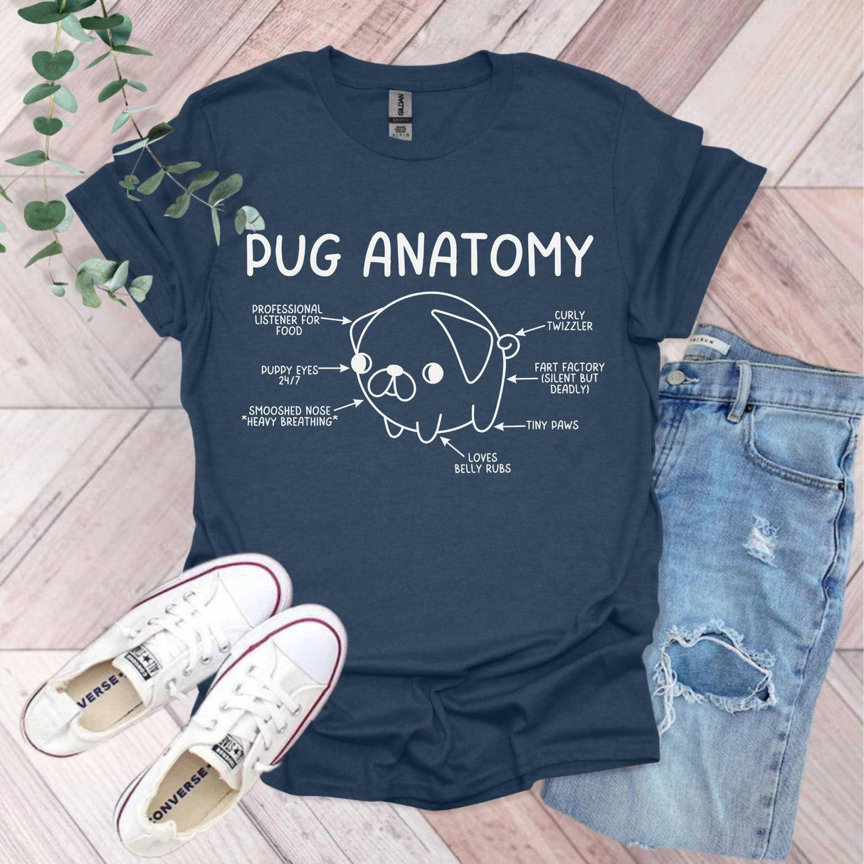 Pug Anatomy Funny Dog T-Shirt