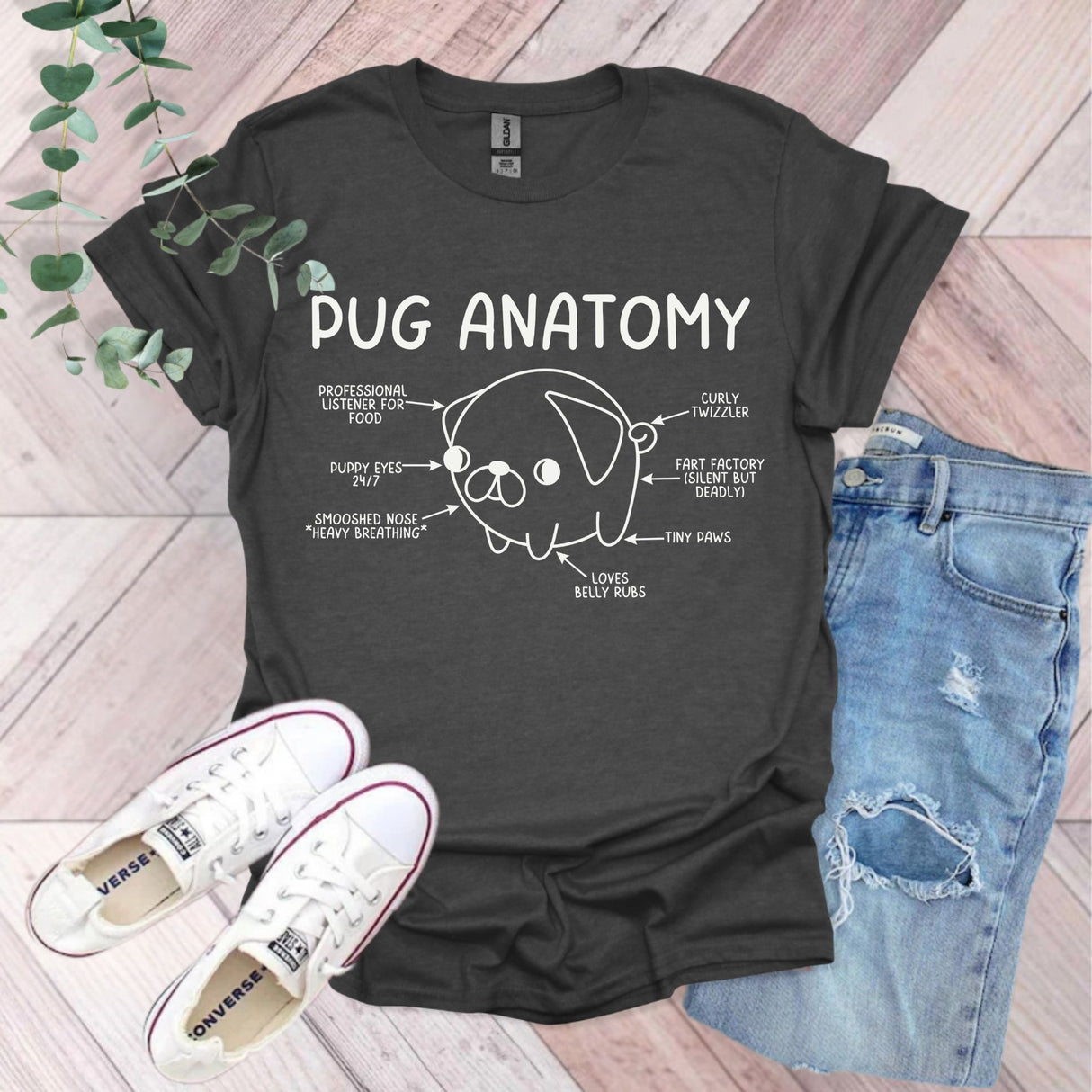 Pug Anatomy Funny Dog T-Shirt