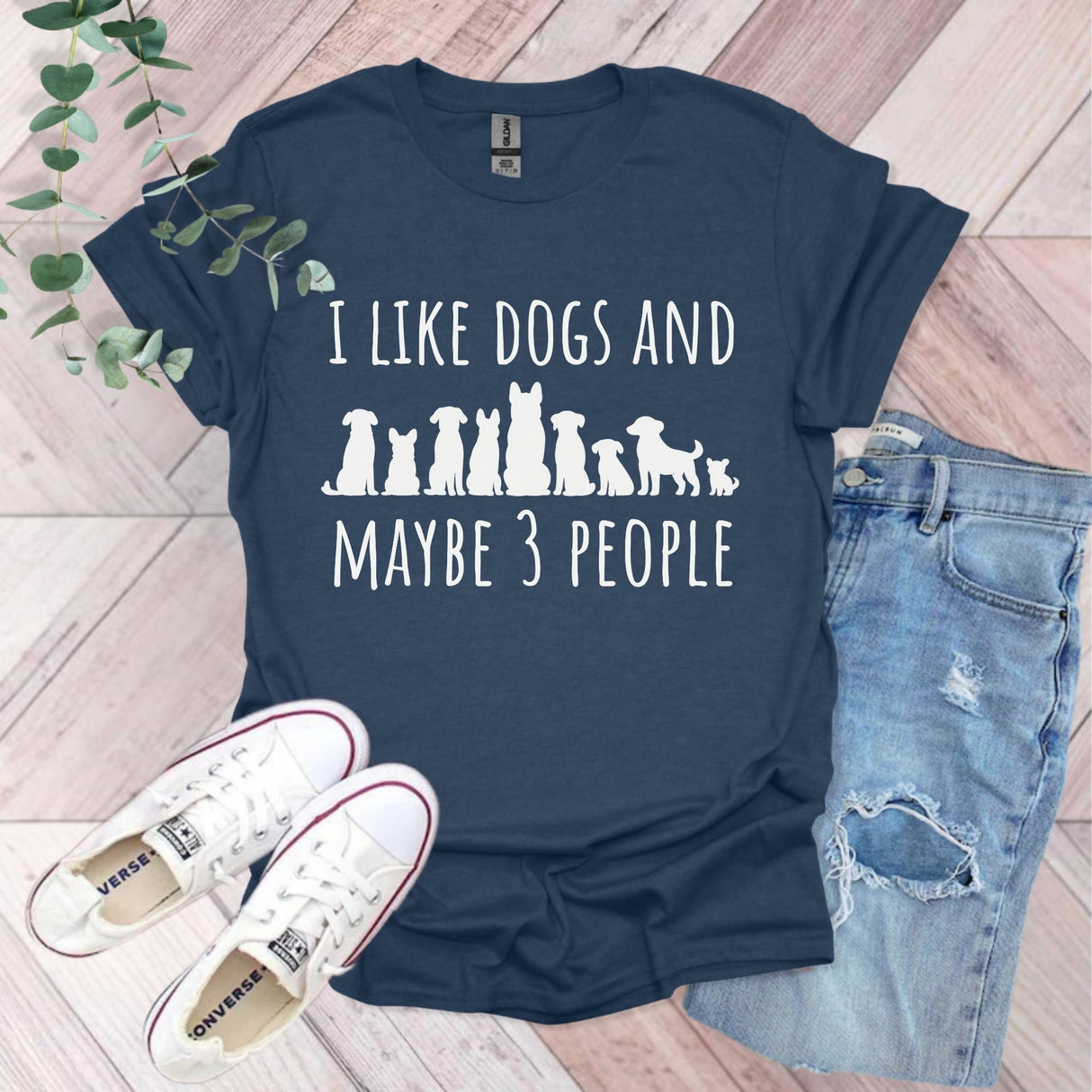 I Like Dogs and Maybe Three People T-Shirt | Funny Dog Lover Gift