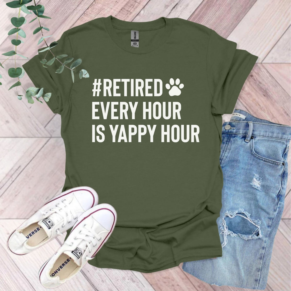 Retired Every Hour Is Yappy Hour T-Shirt | Pet Parent Gift