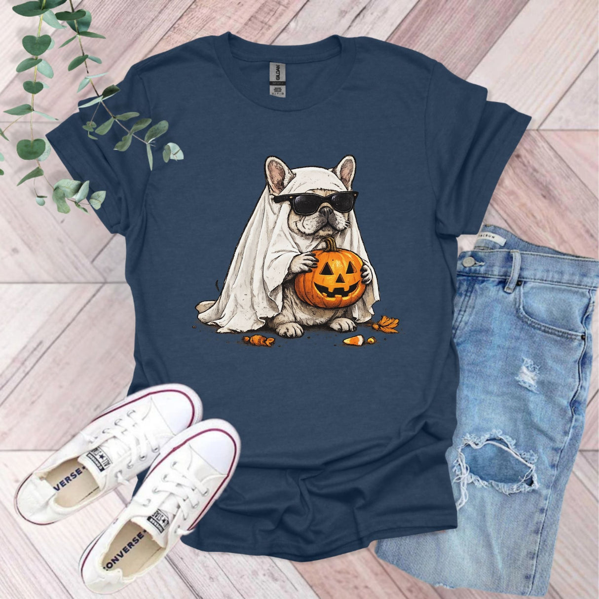Halloween Ghost French Bulldog T-Shirt