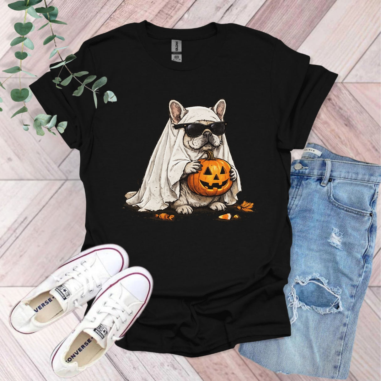 Halloween Ghost French Bulldog T-Shirt