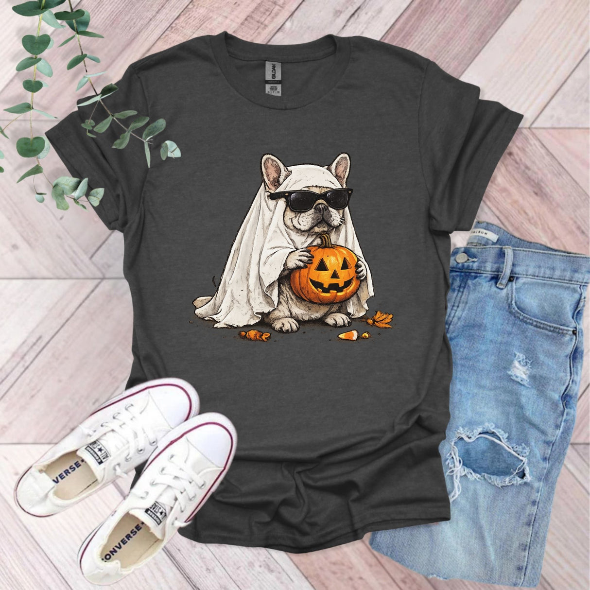 Halloween Ghost French Bulldog T-Shirt