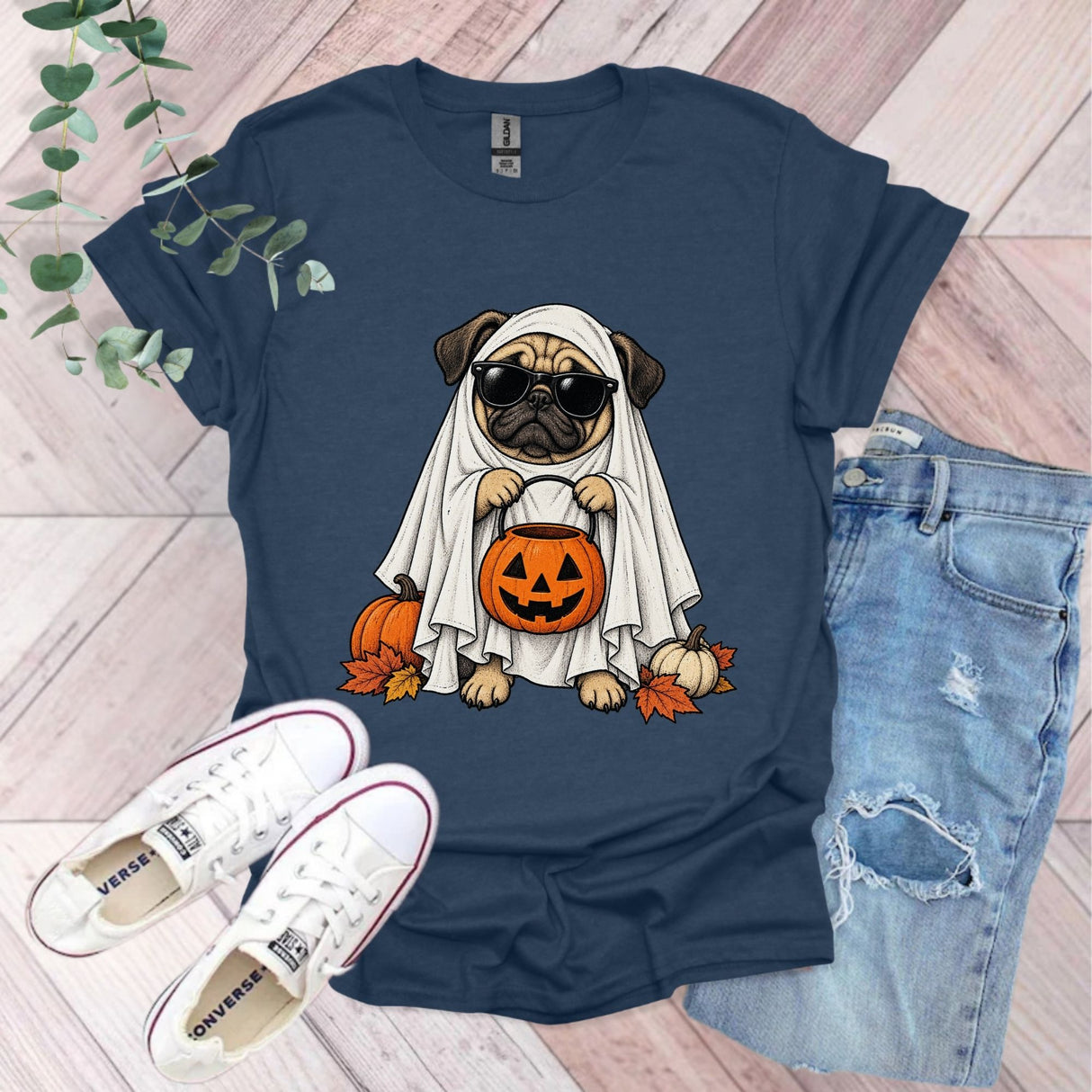 Halloween Ghost Pug T-Shirt