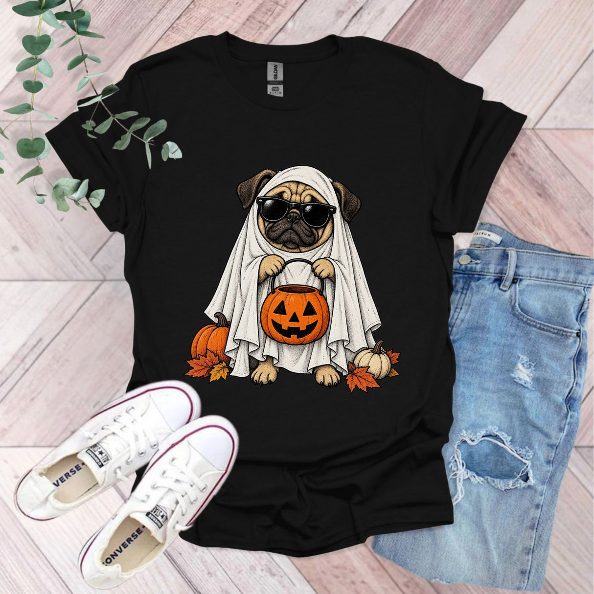 Halloween Ghost Pug T-Shirt