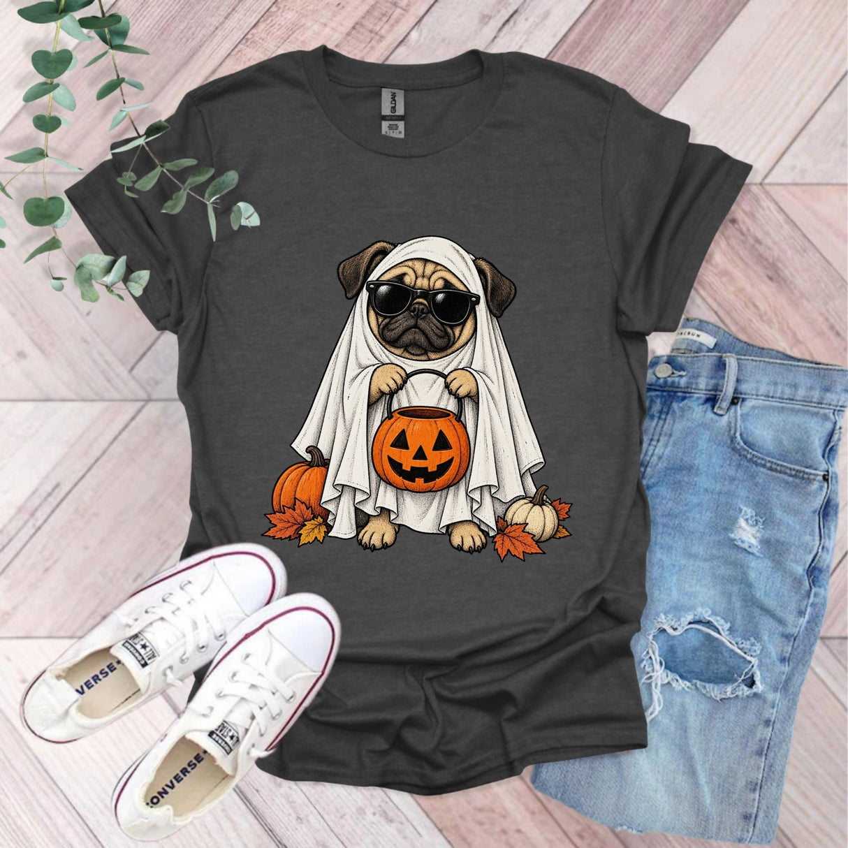 Halloween Ghost Pug T-Shirt