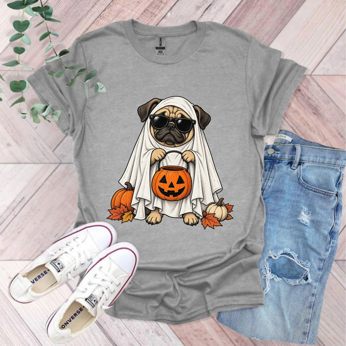 Halloween Ghost Pug T-Shirt