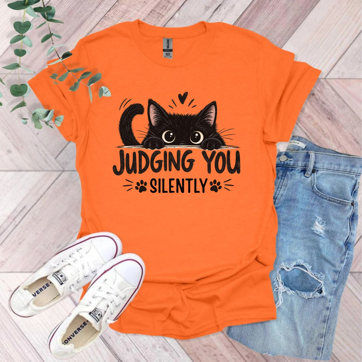 Judging You Silently Black Cat T-Shirt