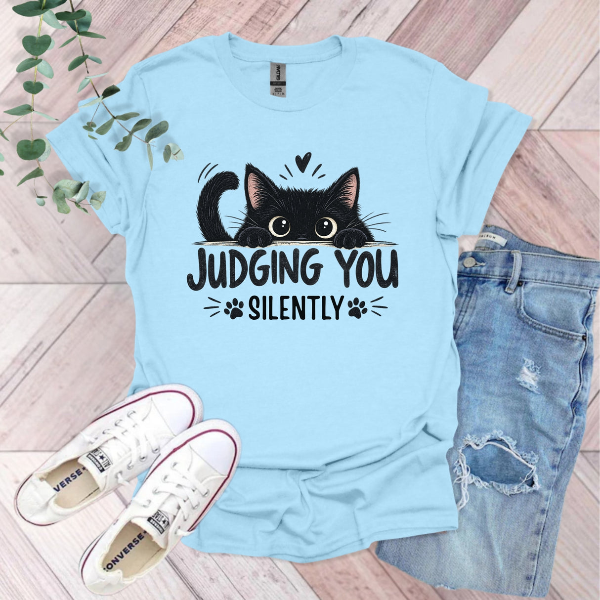 Judging You Silently Black Cat T-Shirt