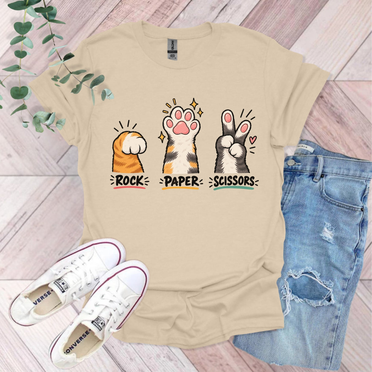 Rock Paper Scissors Funny Cat T-Shirt