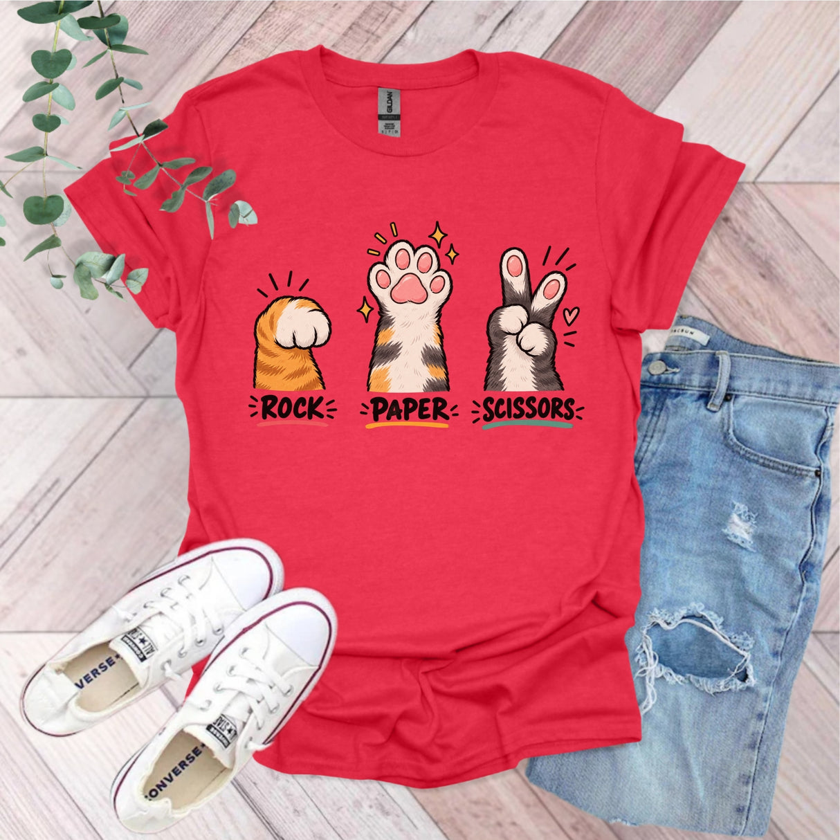 Rock Paper Scissors Funny Cat T-Shirt
