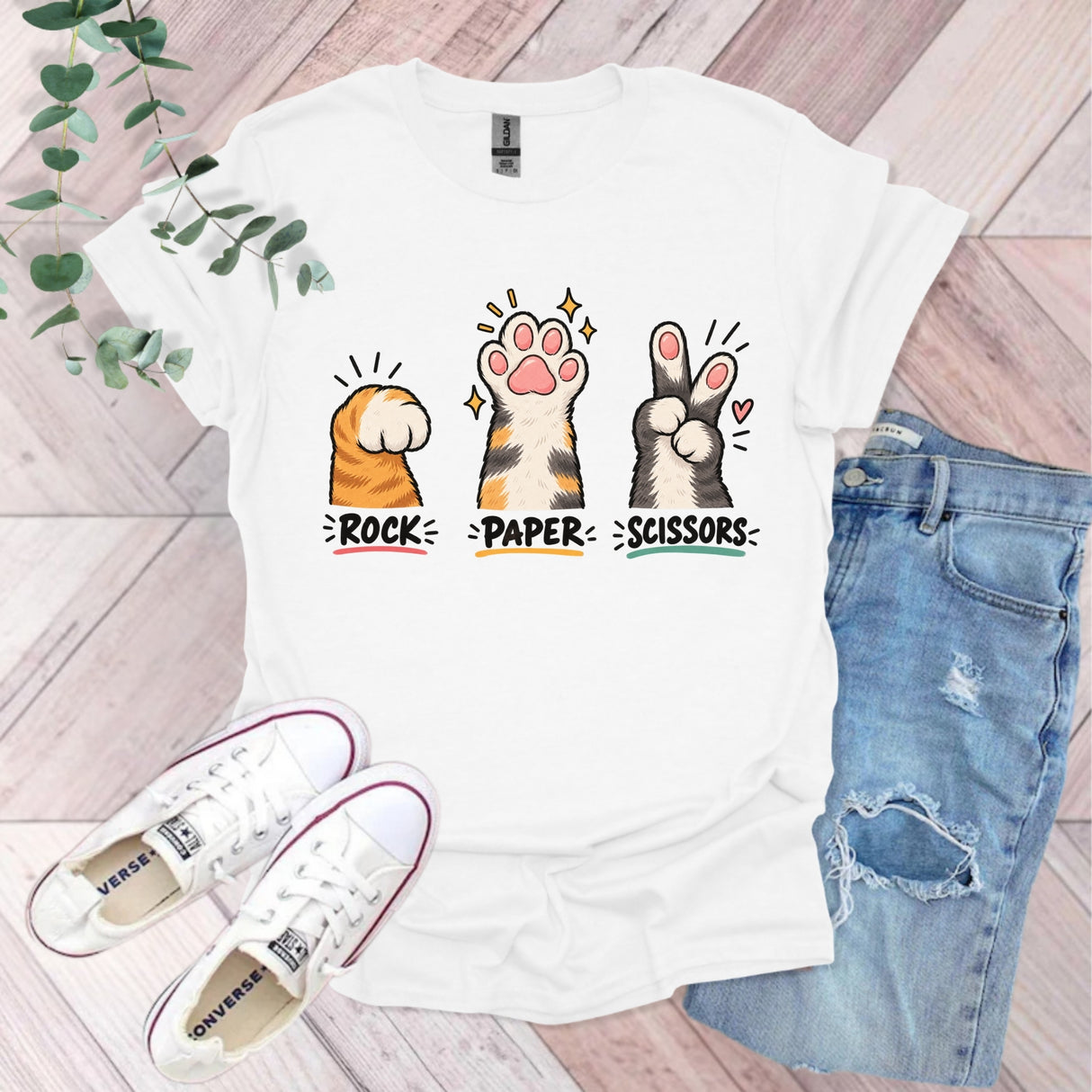 Rock Paper Scissors Funny Cat T-Shirt