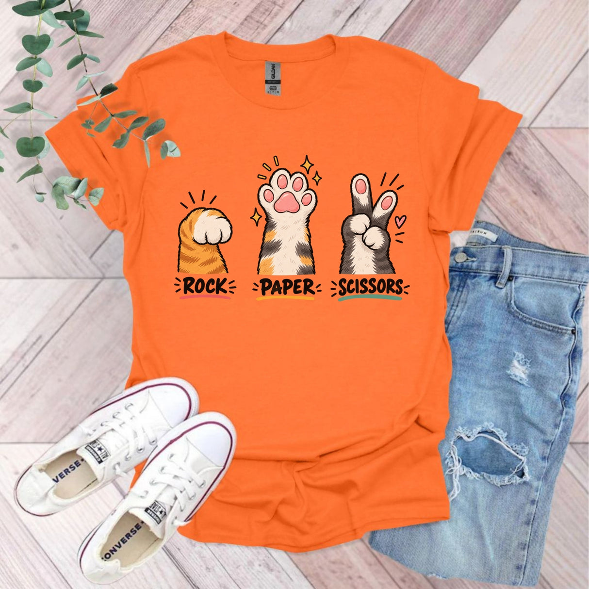 Rock Paper Scissors Funny Cat T-Shirt
