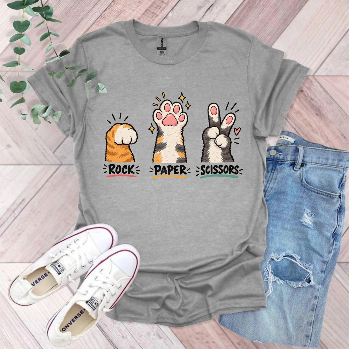 Rock Paper Scissors Funny Cat T-Shirt