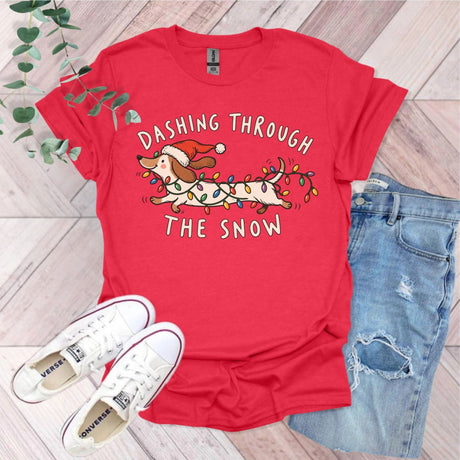 Dashing Through The Snow Dachshund T-Shirt