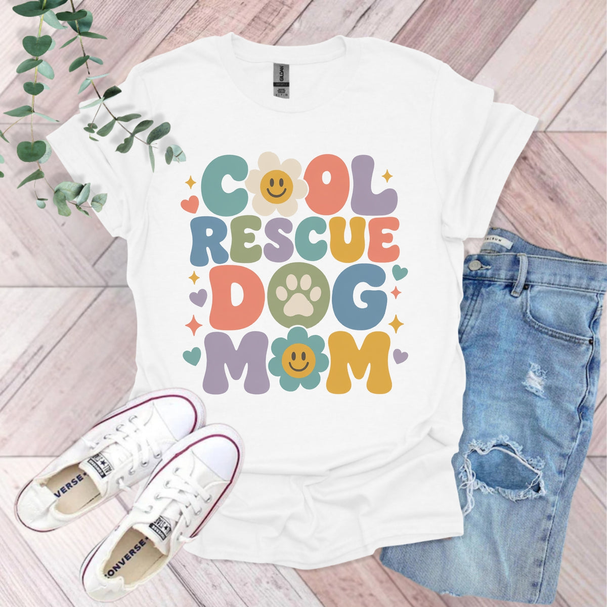 Cool Rescue Dog Mom T-Shirt