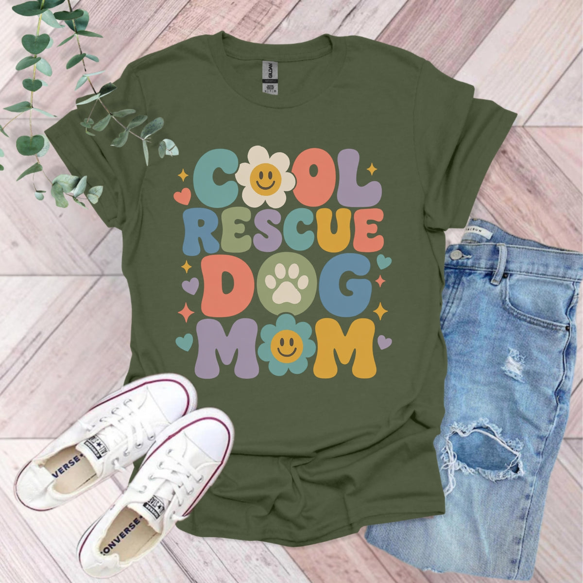 Cool Rescue Dog Mom T-Shirt