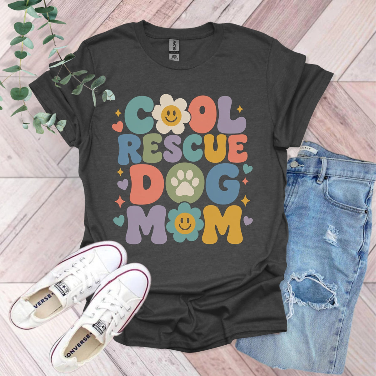 Cool Rescue Dog Mom T-Shirt