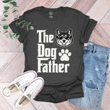 a t - shirt that says the dog father with a dog paw on it