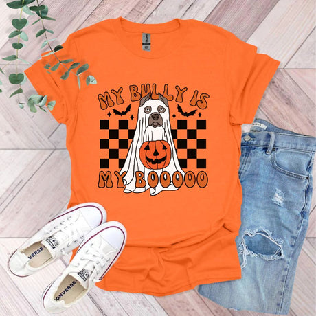 a shirt that says my bulldog is my booooo