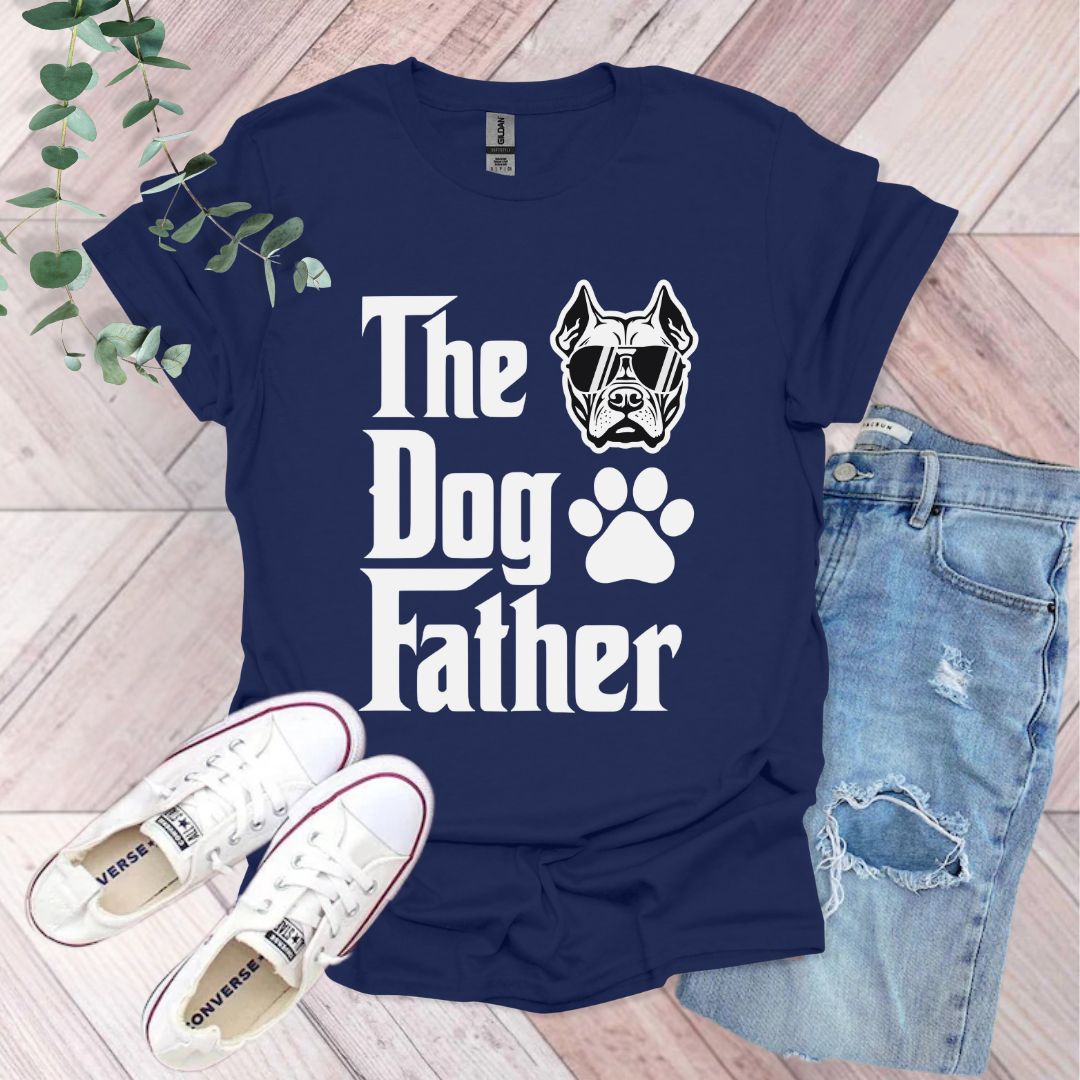 a t - shirt that says the dog father with a dog's paw on