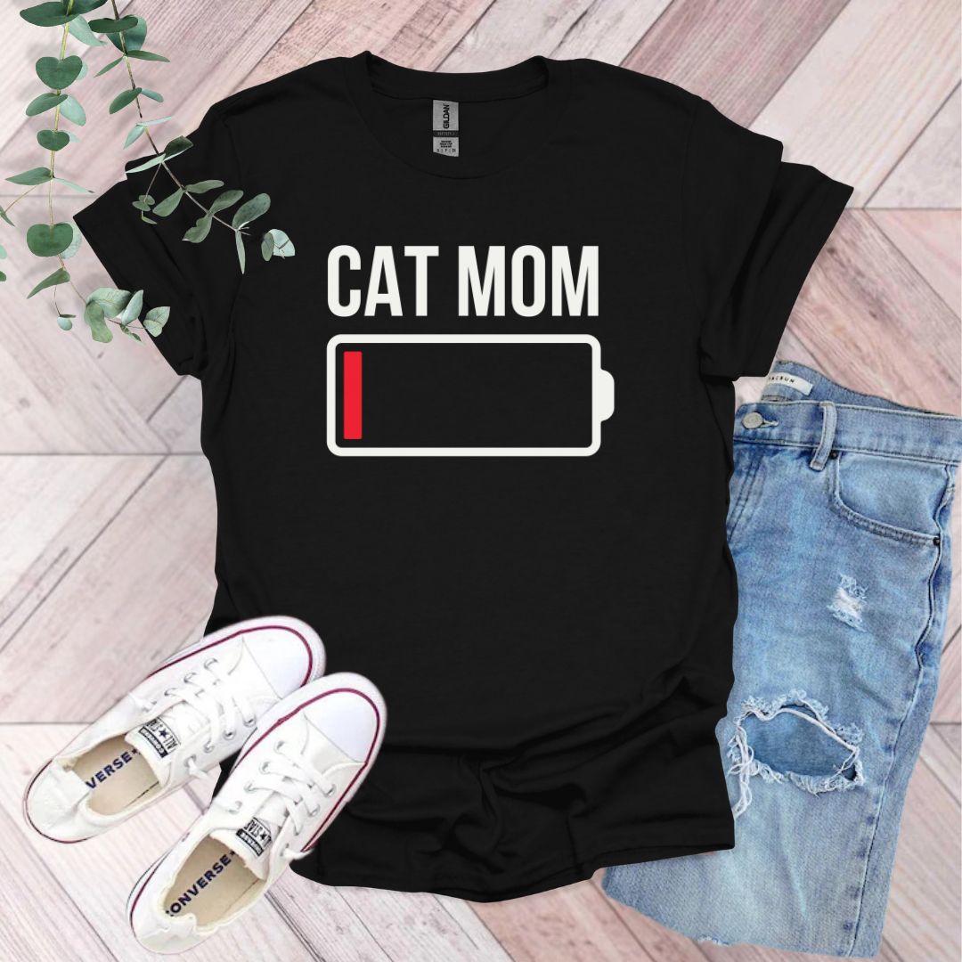 Cat Mom Low Battery T-Shirt