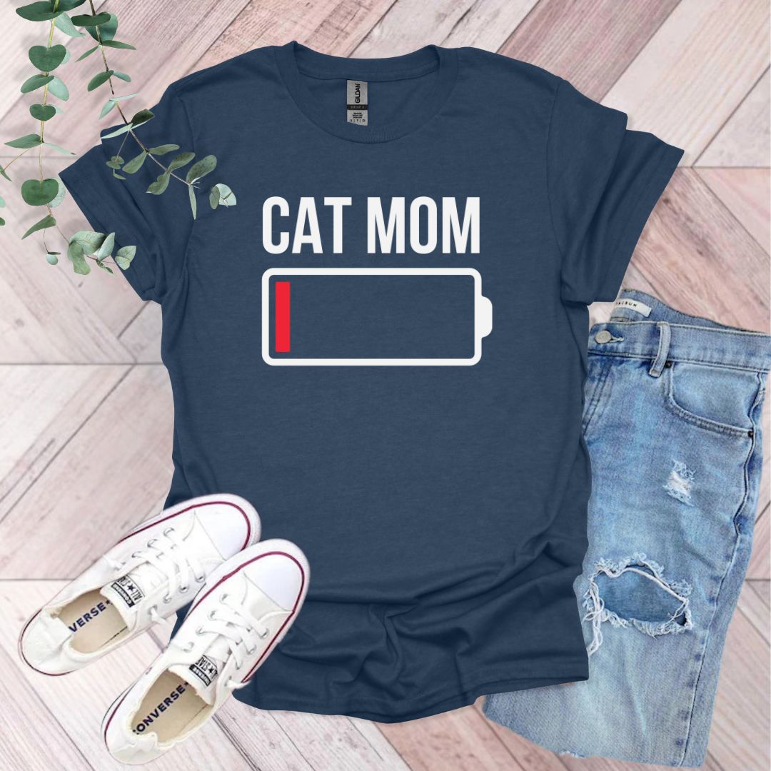 Cat Mom Low Battery T-Shirt