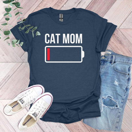 Cat Mom Low Battery T-Shirt