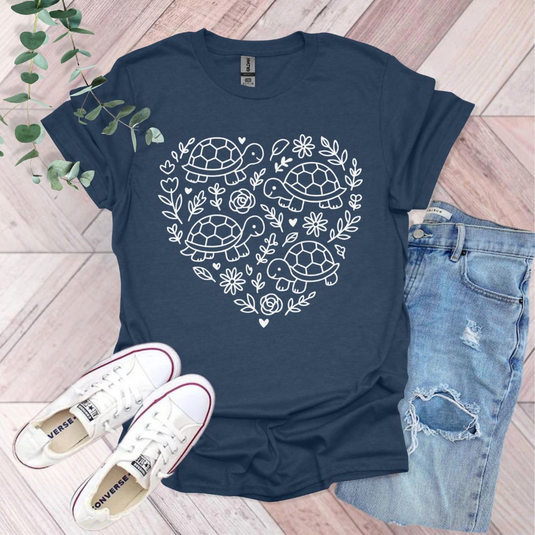 Floral Hearts Turtle T-Shirt