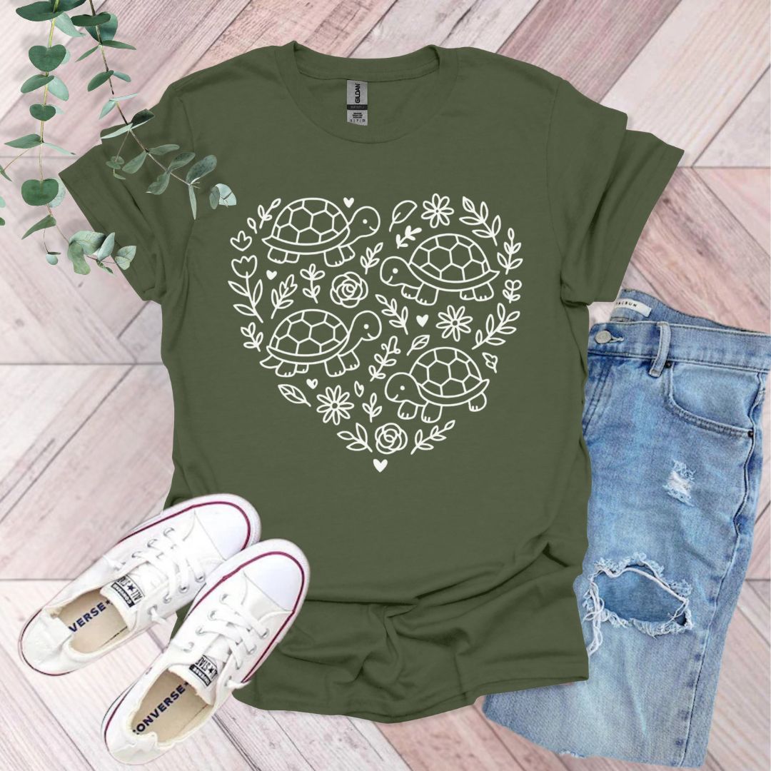 Floral Hearts Turtle T-Shirt