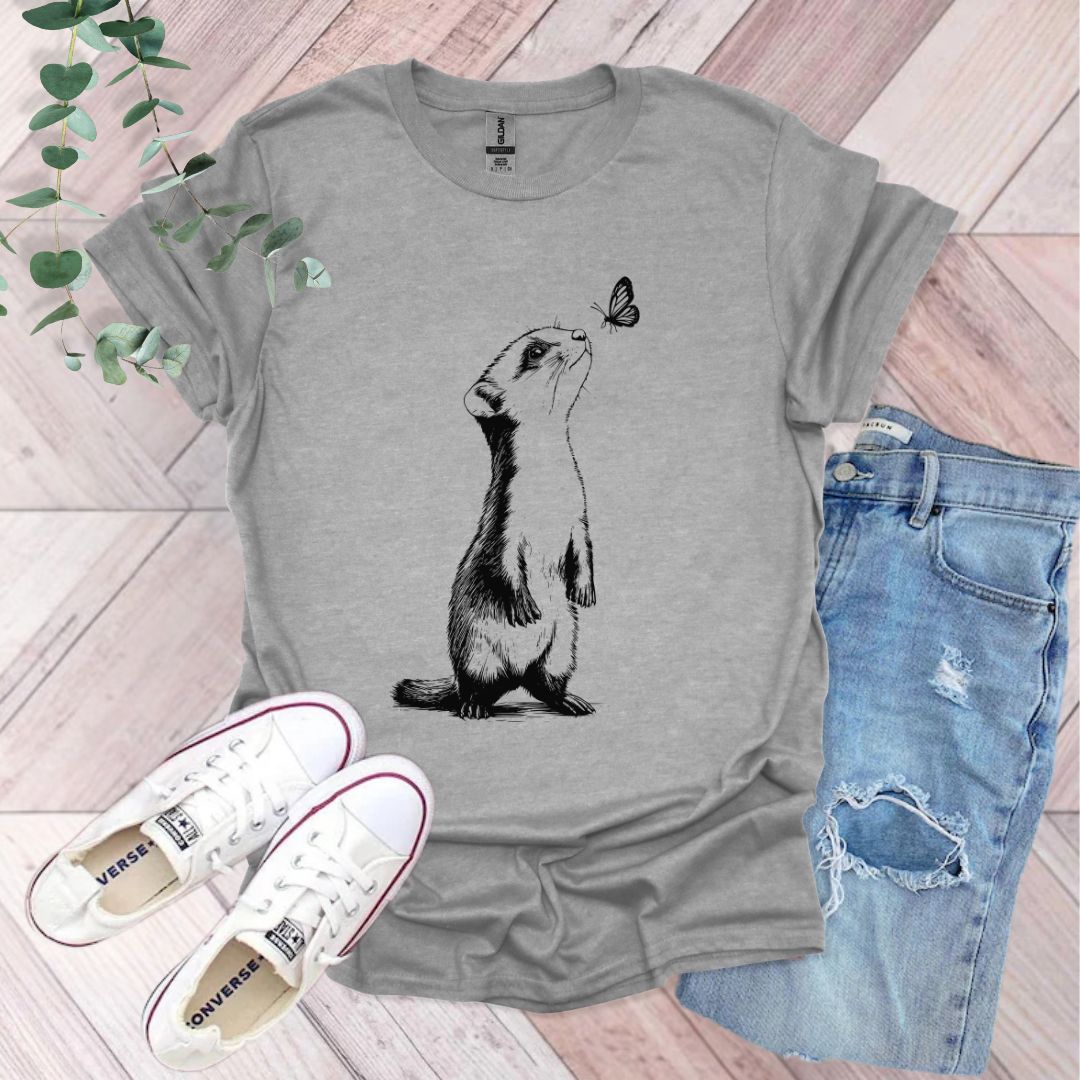 Ferret And Butterfly T-Shirt