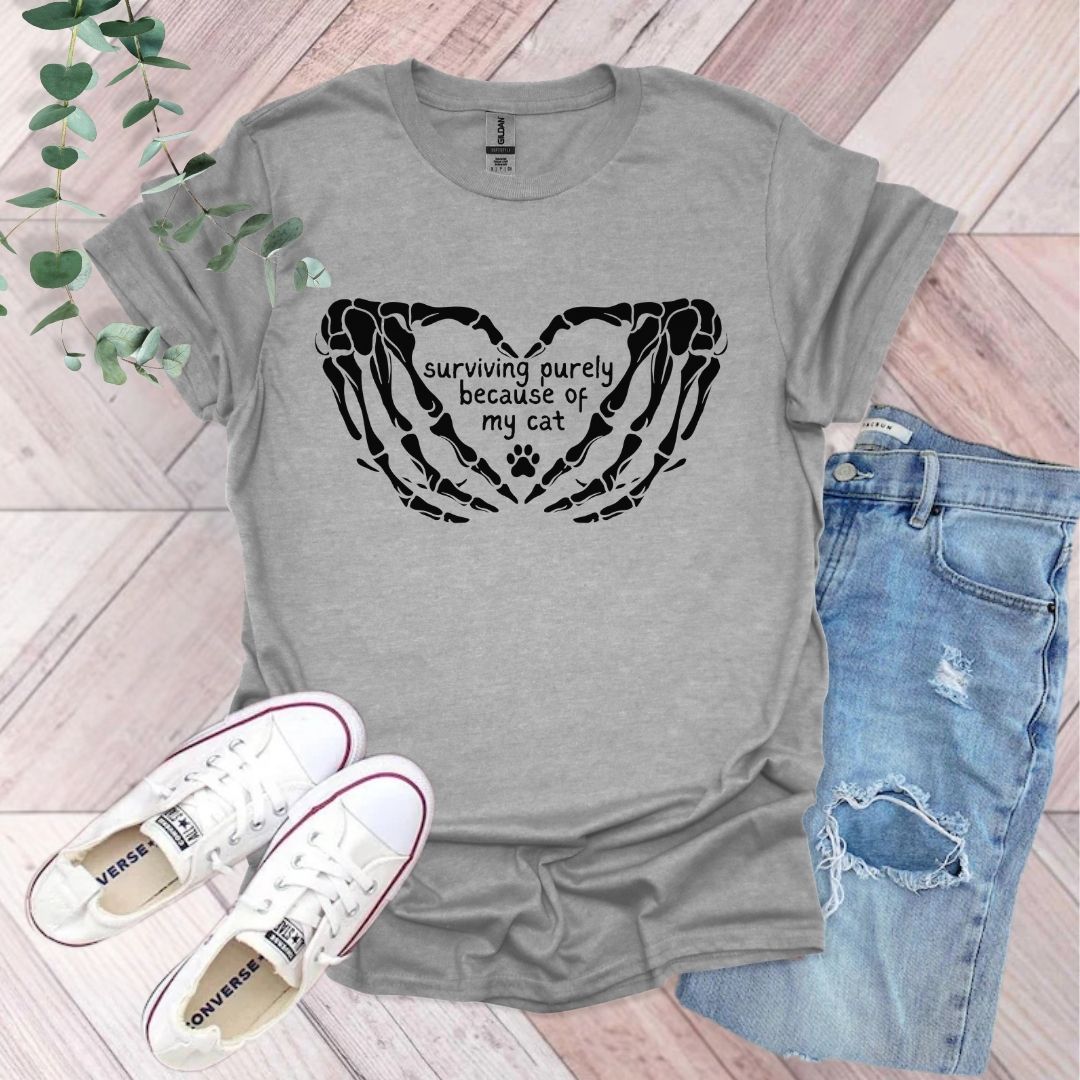 Surviving Purely Because of My Cat T-Shirt