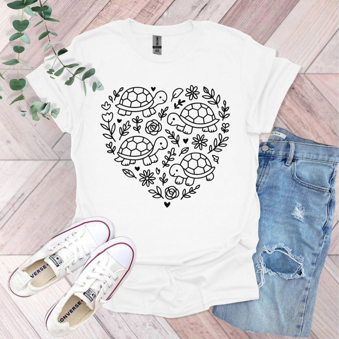 Floral Hearts Turtle T-Shirt