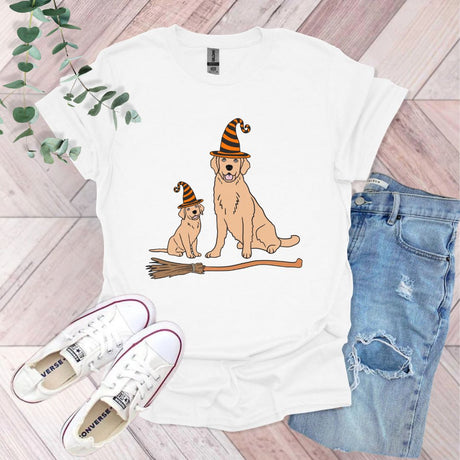 Halloween Golden Retriever Witch T-Shirt