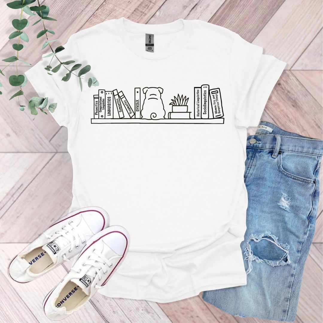 Bulldog and Linguistics Books T-Shirt