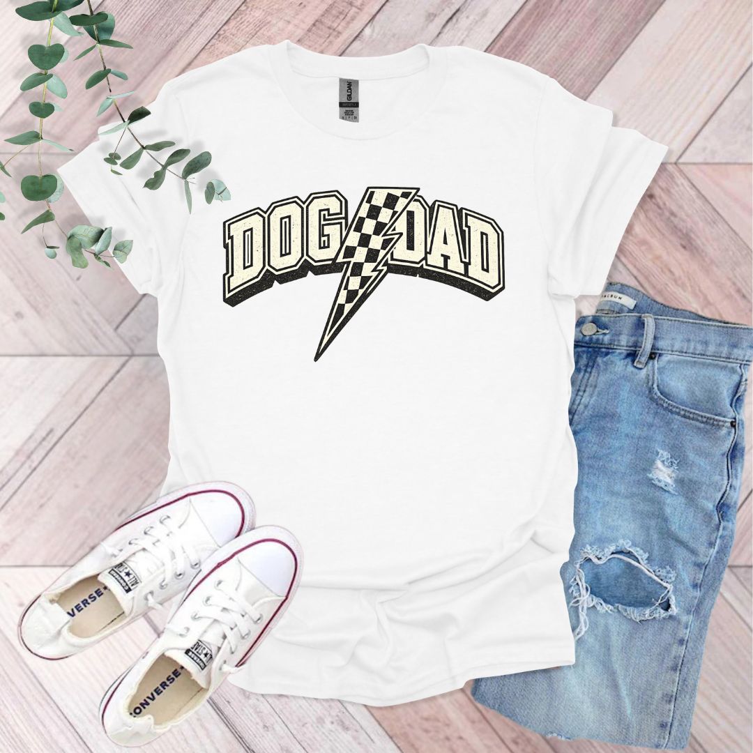 Dog Dad Retro Checker T-Shirt