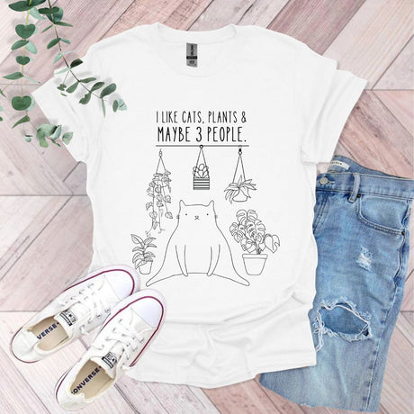 I Like Cats, Plants & Maybe 3 People T-Shirt