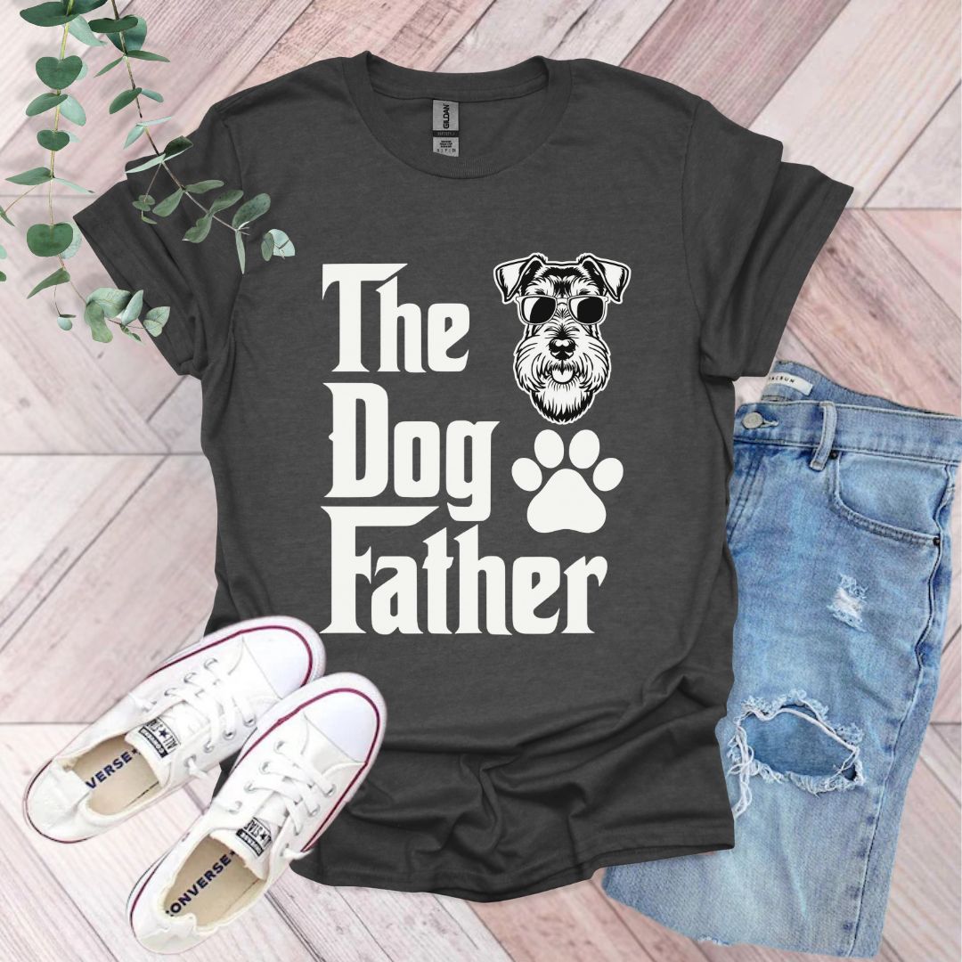 a t - shirt that says the dog father with a dog's paw on