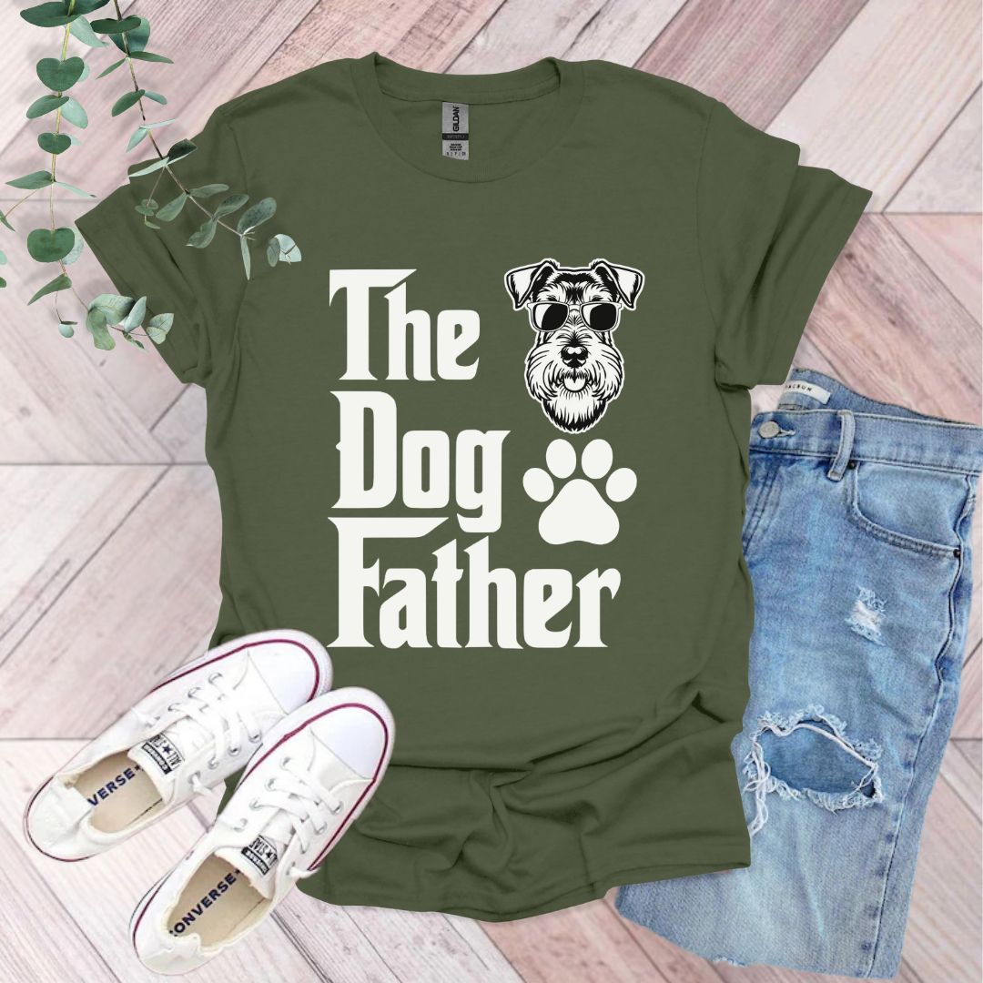 a t - shirt that says the dog father with a dog's paw on