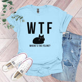 a t - shirt that says wtf where's the feline?