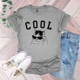 a t - shirt that says cool with a cat wearing sunglasses